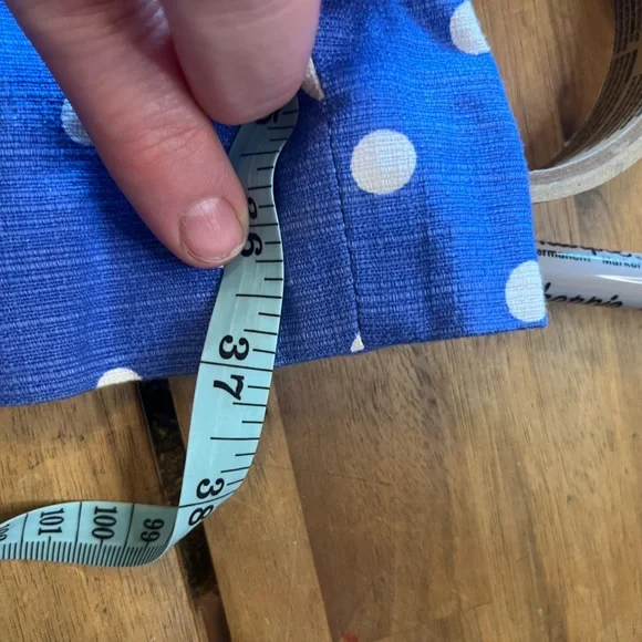 Ralph Lauren chaps Blue Polka Dot Mini Dress Pleated Pocket Sleeveless size 14 - Picture 9 of 9